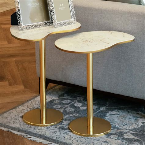 Buy Audrey White & Gold Nest of Tables Online – Address Home
