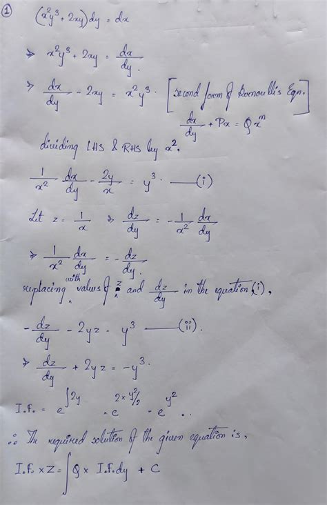 solve (x^2y^3+2xy)dy=dx - Brainly.in