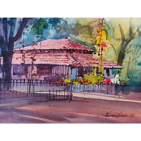 Water Color Handmade Painting 11 X 18 Inch - (House63) – Artrooms.in