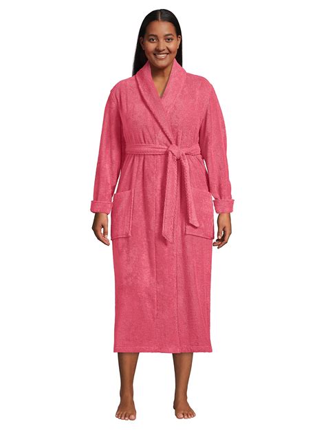 Lands' End Women's Plus Size Cotton Terry Long Spa Bath Robe - Walmart.com