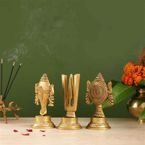 Buy Superfine Brass Symbols of Lord Tirupati Balaji - Shankh, Chakra ...