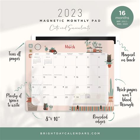 Buy 2023 Magnetic Refrigerator Calendar Wall Calendar Pad by Bright Day ...