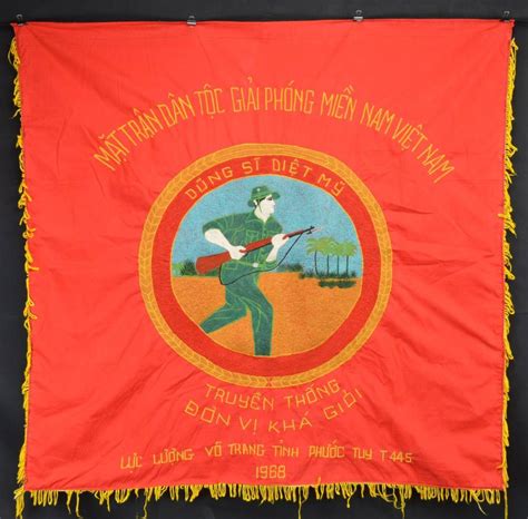 Bid Now: VERY RARE "VIET CONG" VIETNAM WAR FLAG WITH - February 2, 0123 ...