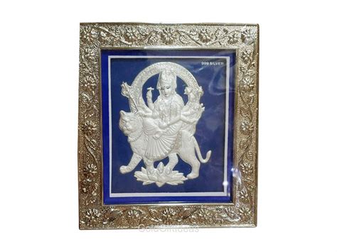 GoldGiftIdeas Pure 999 Silver Ambe Maa Idol Photo Frame, Durga Maa ...