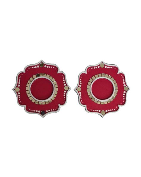 Decorative Red Quatrefoil Ornaments Lippan Tea Light Holders, 4 Inch x ...