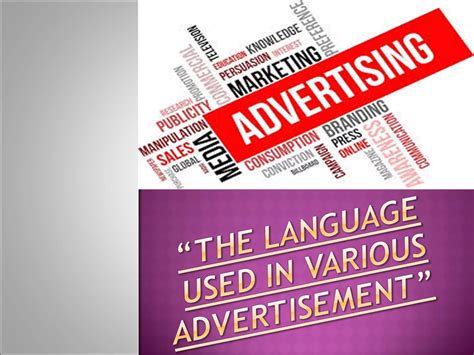 Language used in advertisement. | PPT - language of advertisement