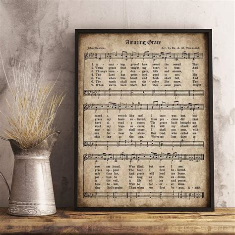 "Amazing Grace" Wall Decor - Musical Christian Hymn Art for Your Home ...