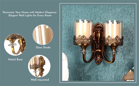 ELIANTE Saye Modern Double Wall Light | Gold Finish Iron with Golden ...