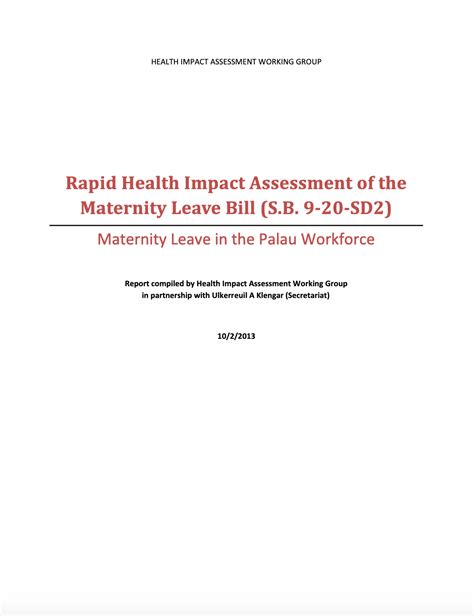 Rapid Health Impact Assessment of the Maternity Leave Bill (S.B. 9-20 ...