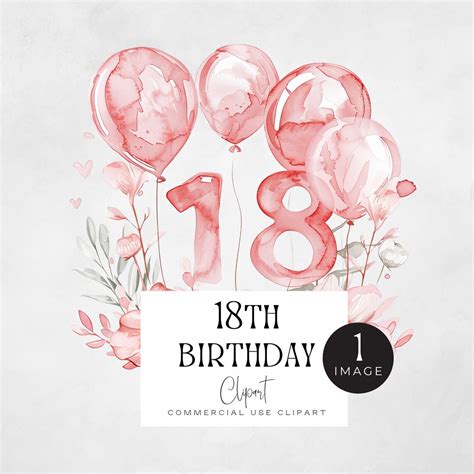 Happy 18th Birthday Png SINGLE IMAGE Pink Birthday Girl Clipart ...