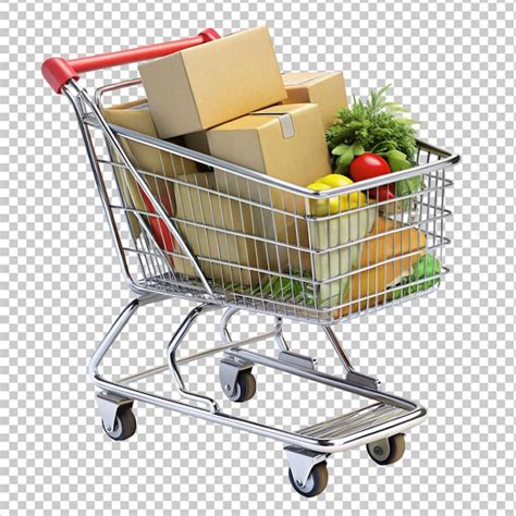 Supermarket troli with shopping box on transparent background | Premium ...