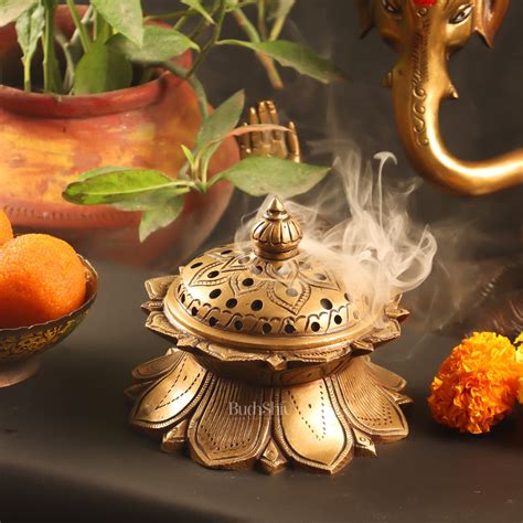 Buy Brass Handmade Lotus Design Lobaandaani | Dhoop Burner – Budhshiv.com