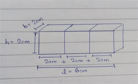 If three cubes of dimensions 2cm×2cm×2cm are placed end to end. what ...