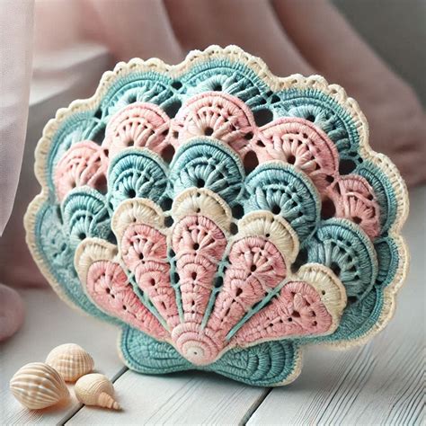 Crochet a stunning seashell pillow with scallop patterns and pastel ...