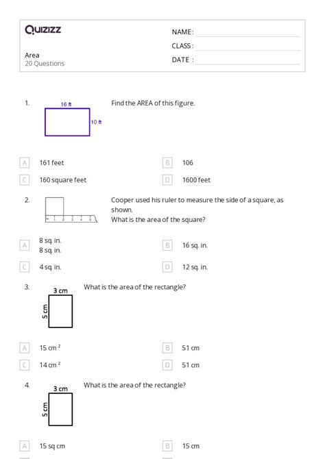 50+ Area worksheets for 5th Class on Quizizz | Free & Printable