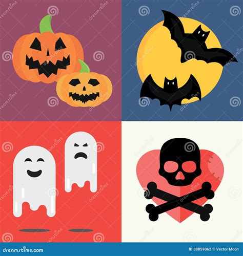 Halloween Vector Icons Set Traditional Trick or Treat Celebration ...