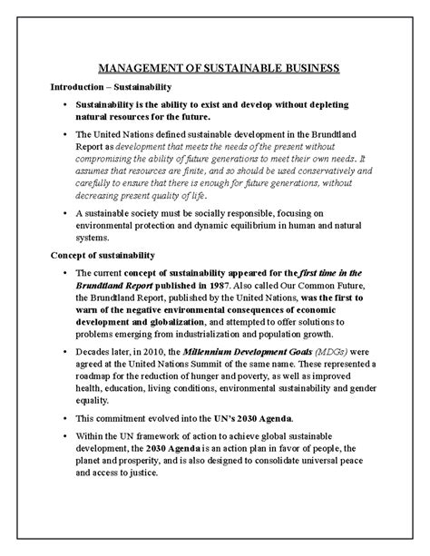 Management of Sustainable Business: Principles and Practices - Studocu