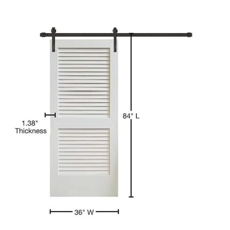 Buy 36 in. x 84 in. Plantation Louver 2-Panel Primed Wood Barn Door ...