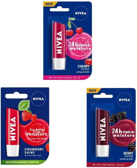 Buy NIVEA combo of 3pcs lip balm(14 Cherry Shine, Strawberry Shine ...