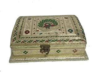 Buy Sankalan Art Gallery Dry Fruit Box, Wooden, White Metal, Golden ...