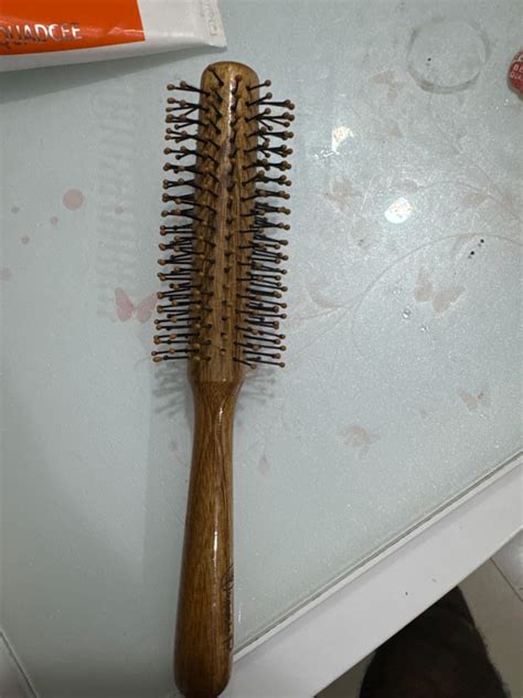 Buy Organic B Wooden Round Hair Brush | Unisex | Adds Curls, Volume ...