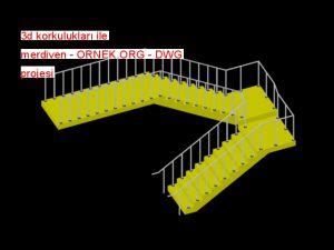 U merdiven Plan dwg projesi - Autocad Projeler