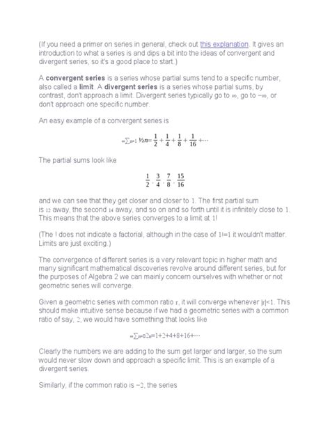 Image result for Convergent Series Examples