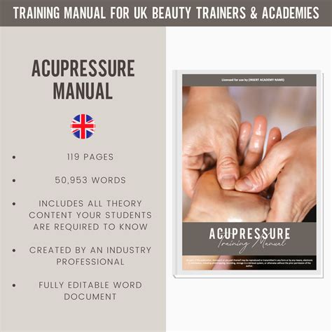 Acupressure Digital Editable Training Manual Guide UK Beauty Training ...