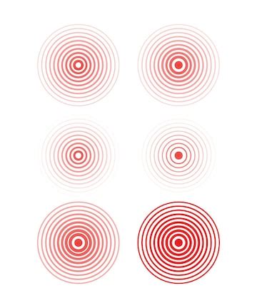 Circle red earthquake icon set vector isolated illustration stock ...