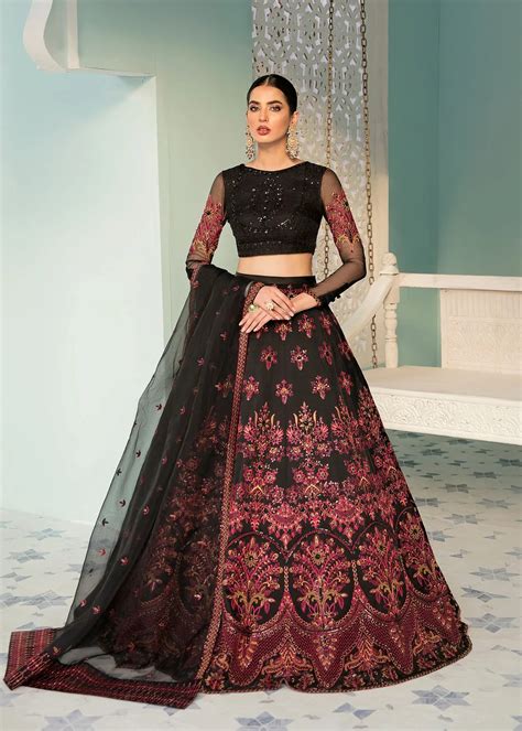 Black Color Floral Embroidery Lehenga – Mohi fashion