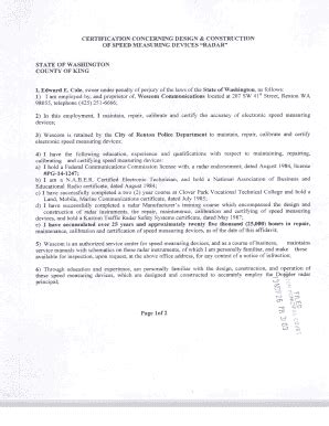 Fillable Online rentonwa OF SPEED MEASURING DEVICES " RADAR" - rentonwa ...