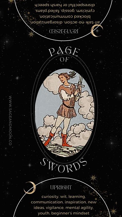 Page of Swords Tarot Card Meaning (Upright & Reversed) - Sage and Moon