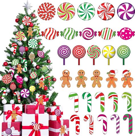 Buy 60 Pieces Peppermint Cutouts Christmas Candyland Wall Decor Floor ...