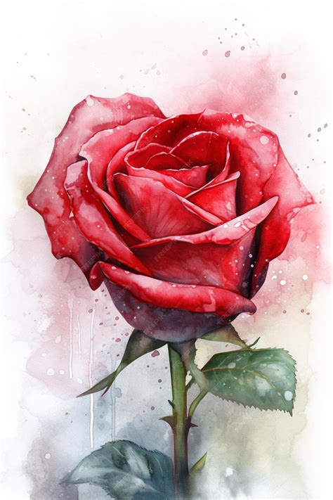 Premium AI Image | A watercolor painting of a red rose.