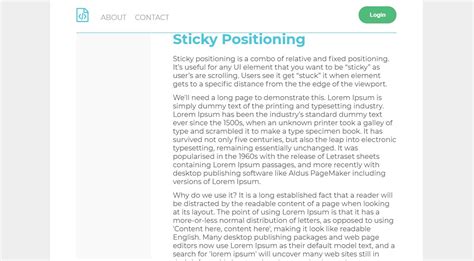 Image result for Sticky Header CSS