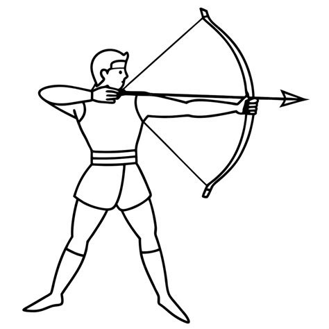A drawing of a man with a bow and arrow pointing to the right | Premium ...