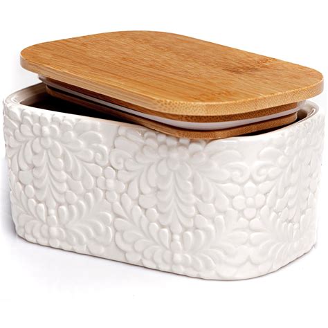 Amazon.com | Butter Dish with Airtight Bamboo Lid for Countertop ...