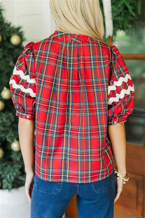 Jump At The Chance Red Tartan Plaid Blouse – Shop the Mint
