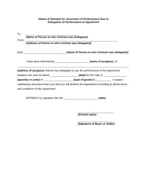 Notice of Demand for Assurance of Performance - Blank Fillable Template ...