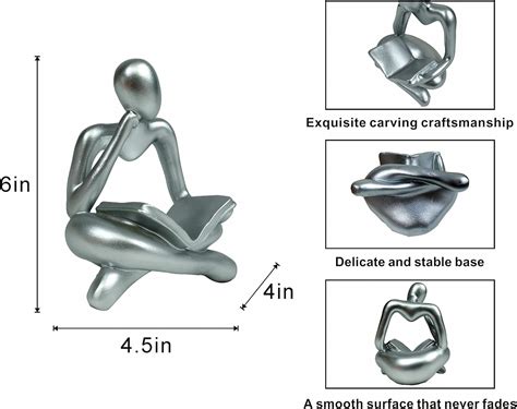 Buy Thinker Statue Abstract Art Silver Sculpture Home Decor Modern ...