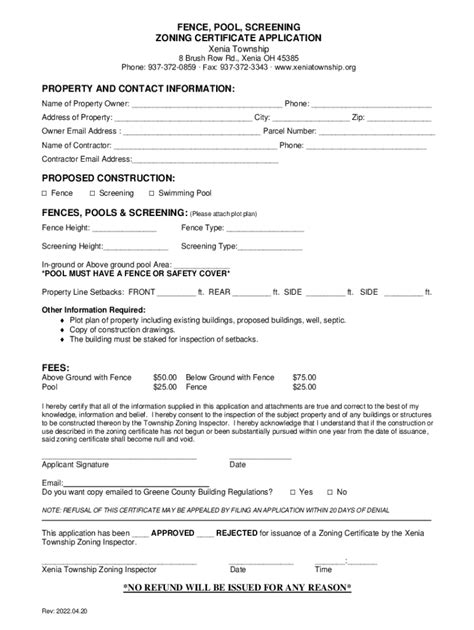 Fillable Online HOW TO APPLY FOR A ZONING PERMIT Xenia ... Fax Email ...