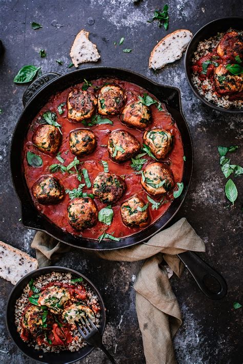 Chicken and Spinach Meatballs in Rich Tomato Sauce Gluten Free Recipe ...