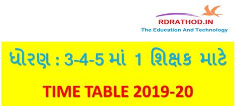 STD 3-4-5 MA 1 TEACHERS MATE NU TAS PADHDHATI MUJAB TIME TABLE ; USEFUL ...