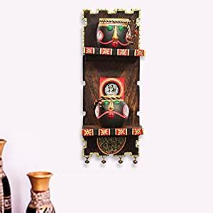 ExclusiveLane Wooden Wall Shelf with Terracotta Warli Handpainted Face ...