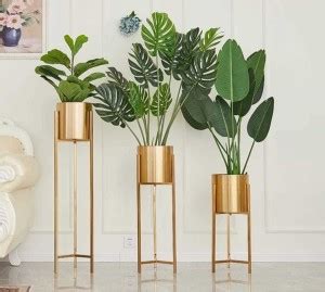 ZINCOPP Metal Plant Stand With Planter Pot, 3 Pieces Plant Container ...