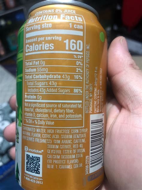 Mountain Dew Nutrition Label