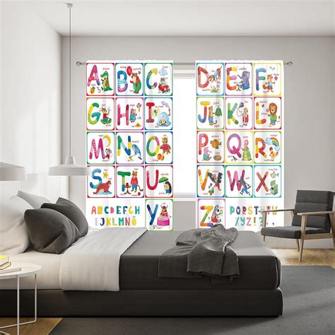 Buy MESHELLY Kids Alphabet ABC Curtains 42w X 63h Inch Rod Pocket Baby ...