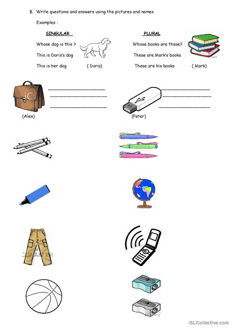 WHOSE OBJECTS ARE THESE? general gra…: Français FLE fiches pedagogiques ...