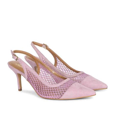 Saint Katy Lilac Leather & Premium Net Slingback Pumps – SaintG India