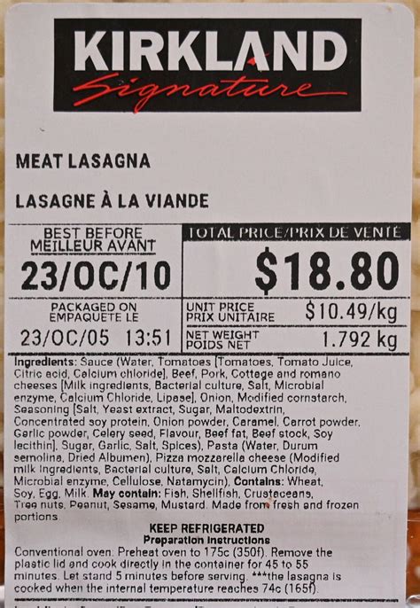 Costco Lasagna Instructions